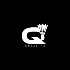 Shuttlecock concept simple flat Q letter logo design