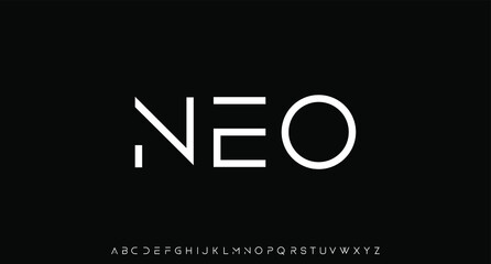 NEO, futuristic modern geometric with sharp edges font