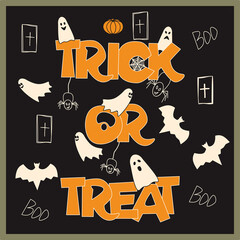 Naklejka premium Trick or treat vectoir illuctration on black background.
