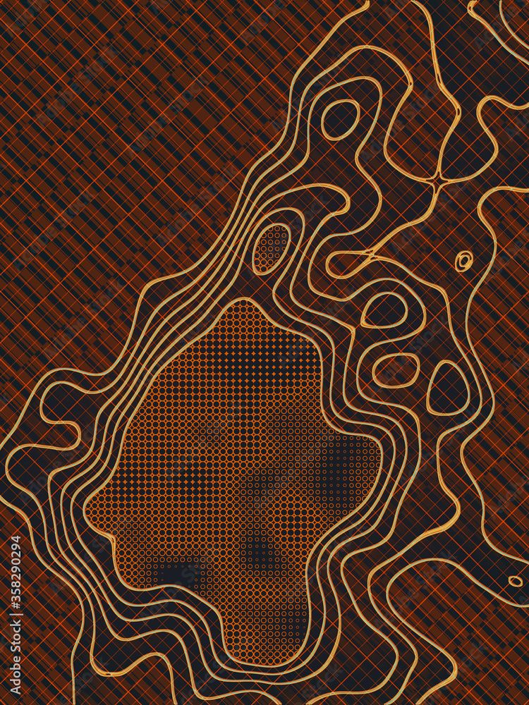 Fototapete Abstract 3d rendering digital conceptual high-altitude topographic map
