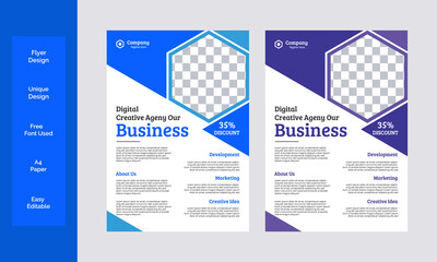 Corporate Business flyer template vector design, Flyer Template Geometric shape used for business poster layout, IT Company flyer, corporate banners, and leaflets. Graphic design layout with triangle