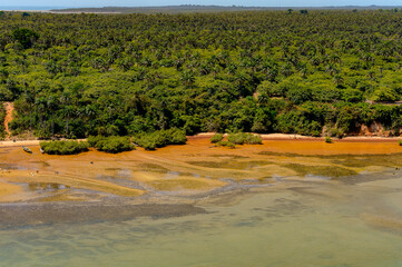 Fototapeta na wymiar Aerial view of the coast of Bubaque island, Bissagos Archipelago (Bijagos), Guinea Bissau. UNESCO Biosphere Reserve