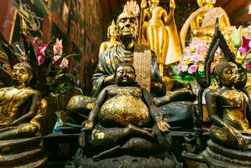Ayutthaya, Thailand -July, 31, 2018 : Golden Buddha in Wat Phanan Choeng, Buddha statue of Ayutthaya, Thailand