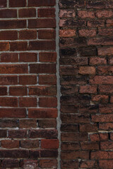 Vintage Old Brick Wall Texture. Grunge  Stonewall Background.   Shabby Building Facade With Damaged
