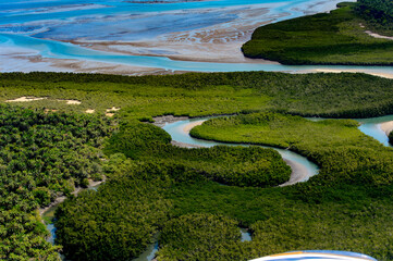 Beautiful Aerial view of river, Bissagos Archipelago (Bijagos), Guinea Bissau.  UNESCO Biosphere Reserve