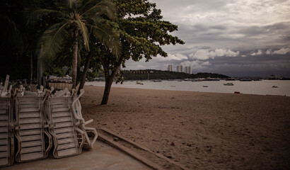 Pattaya beach no tourists during pandemic Covid19 so sad
