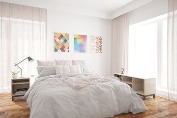 Fototapeta na wymiar modern bedroom interior design. 3D illustration
