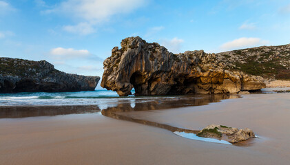 Cuevas del Mar beach, Llanes council, Cantabrian sea, Asturias, Spain, Europe
