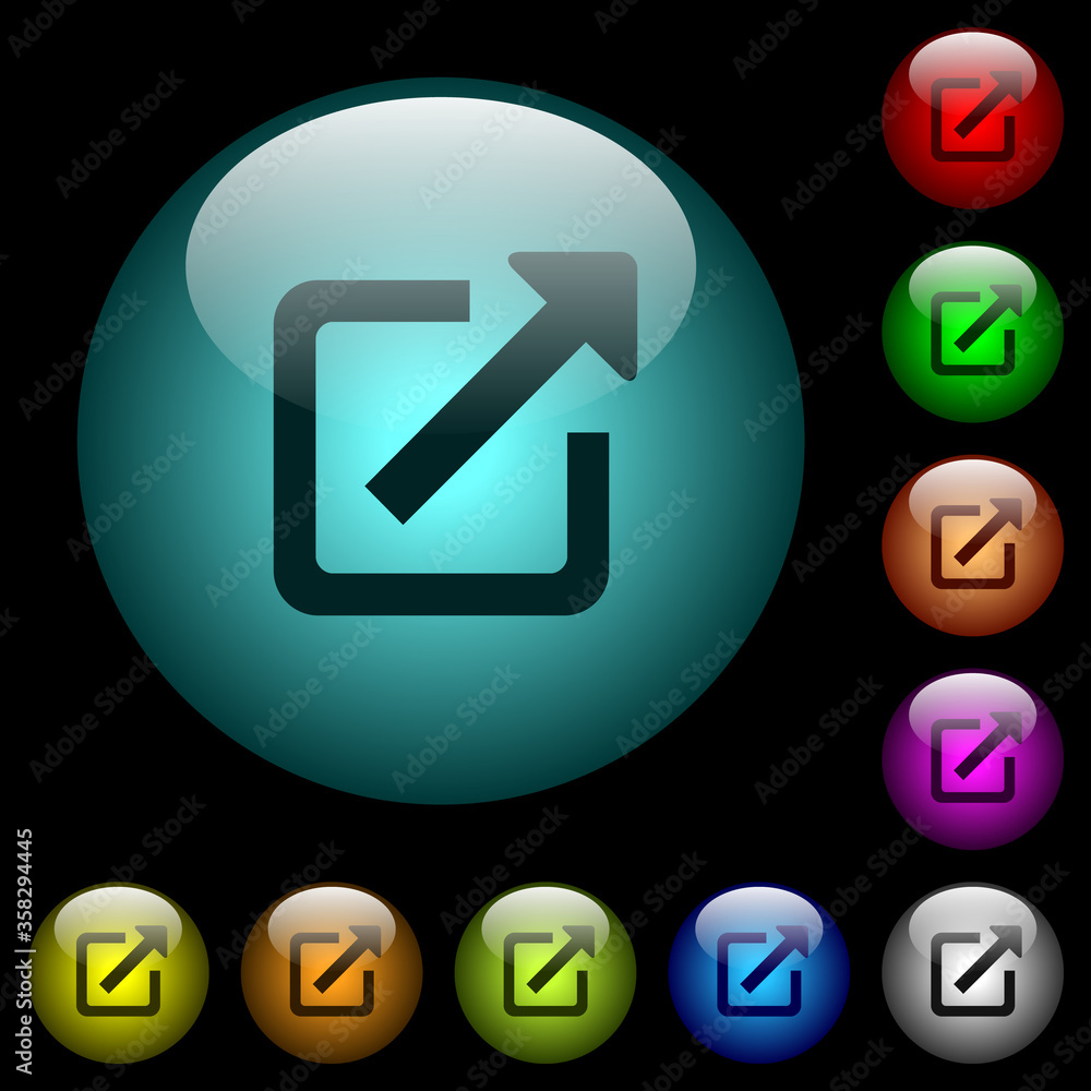 Poster open in new window icons in color illuminated glass buttons