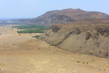Aerial view of the Great Rift Valley, Kenya. The Great Rift Valley is part of an intra-continental ridge system that runs through Kenya from north to south.