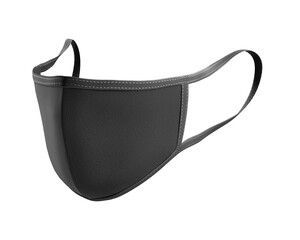 Black Face Mask Mockup, dark dust mask 3d rendering isolated on white background	
