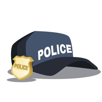 Police hat vector illustration blue officer cop cap