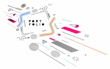 Abstract banner with Portfolio Calligraphic line art text poster with space of your text, vector illustration Design.