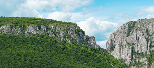 A frontal view of a mountain, near Turda, Romania