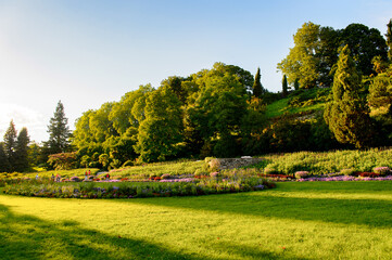 Park on the Lake Constance (Bodensee) on the Rhine at the  foot of the Alps