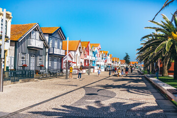 street in portugal. the city of Aveiro. walk the streets of the city. beautiful buildings and palm trees © Nazar