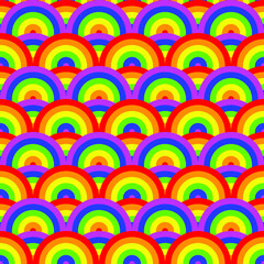Seamless abstract background of colorful arced rainbows