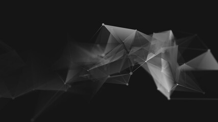 Abstract polygonal space low poly dark background with connecting dots and lines.