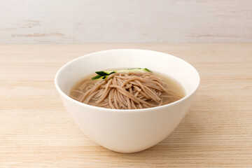 Cold noodles on white background