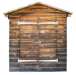 Small wooden barn isolated on a white background