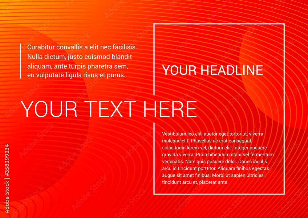 Poster abstract futuristic vector template - modern orange background with sample text and thin line elemen