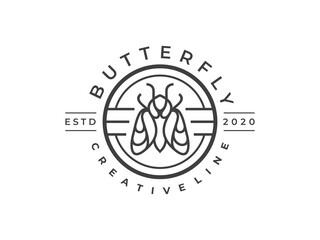 Butterfly Creative Line Art Outline Logo Design Inspiration