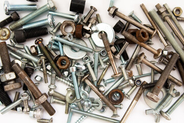 screws bolts and screws on a white background