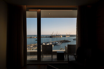 view from the window over harbor 