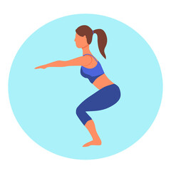 Fototapeta na wymiar Cartoon character - woman doing yoga - flat vector illustration.