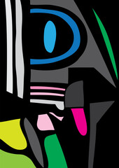 A vector illustration of an abstract painting. Minimal, colorful, composition.