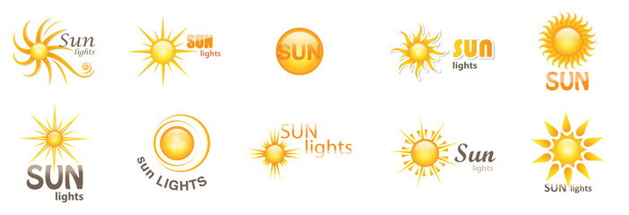 Abstract Sun Logo And Icon Set - Isolated On White Background, Vector Illustration. Abstract Sun Logo And Icons For Solar Energy Logo And Sunburst Icon Design. Abstract Sun, Vector Illustration