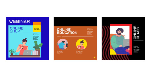 vector illustration webinar design layout online class