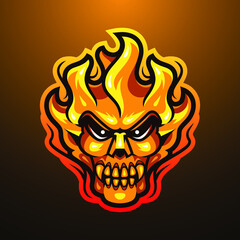 Fire skull head mascot logo