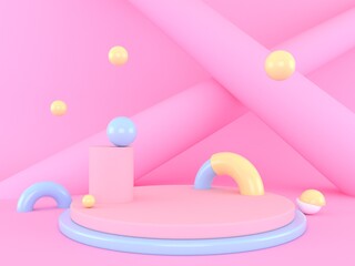 abstract pastel color background, minimalist mockup for podium display or showcase, 3d rendering.
