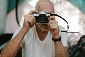 Capturing the landscape in his camera