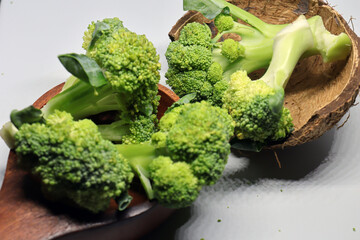 Fresh healthy broccoli isolated on white background
