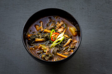 Soybean Paste Soup with Dried Radish Leaves