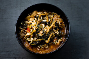 Soybean Paste Soup with Dried Radish Leaves