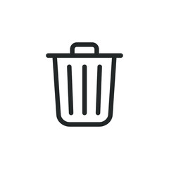 Trashcan icon. Carbage can symbol. Flat shape delete sign. Trash container and recycling bin logo. Vector illustration image. Isolated on white background.