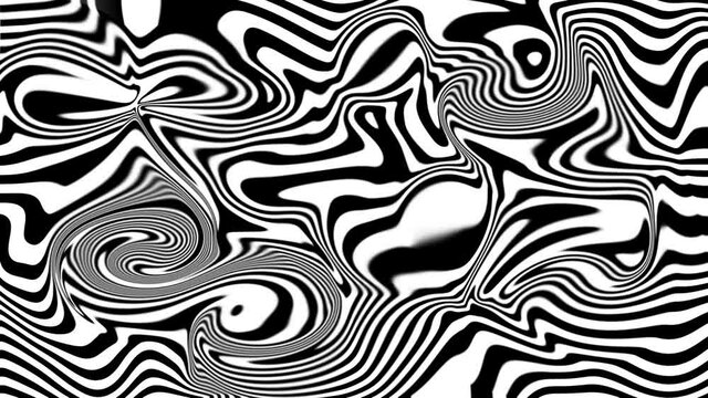 Abstract digital texture background with flowing twisted black and white lines and optical illusions