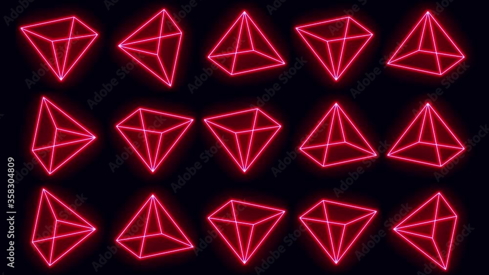 Poster 3d geometry box mosaic with glowing strokes spinning/ 4k animation of an abstract minimal background