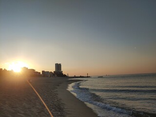 바닷가 해변 석양