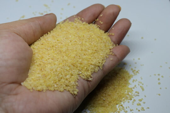 Raw Semolina Flour Or Rava Powder Isolated In White Background