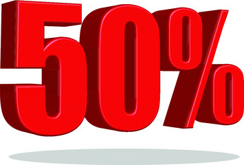 50 percent off, sale background, object 3D
