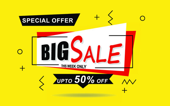 Big sale sale banner special offer this week only origami style sale banner special offer sale banner -50 this week only yellow background