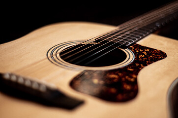 Acoustic Guitar on Black Background