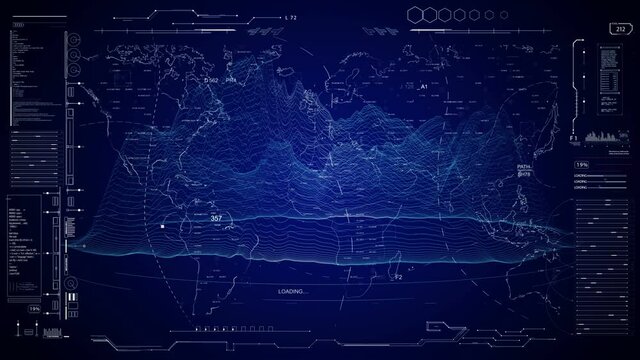HUD technological interface.Diagram wave.Futuristic Sci Fi screen with infographic elements.Cyberspace.Blue.