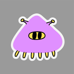 Childish poster with cute hand drawn monster. Perfect for kids bedroom, nursery decoration, posters and wall decorations.