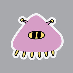 Childish poster with cute hand drawn monster. Perfect for kids bedroom, nursery decoration, posters and wall decorations.