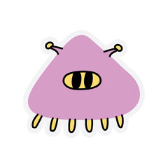 Childish poster with cute hand drawn monster. Perfect for kids bedroom, nursery decoration, posters and wall decorations.